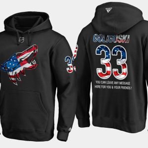 Magnificent Coyotes #33 Alex Goligoski NHL Banner Wave Usa Flag Black Hoodie