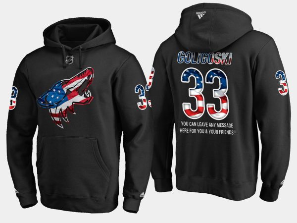 Magnificent Coyotes #33 Alex Goligoski NHL Banner Wave Usa Flag Black Hoodie