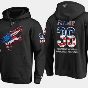 Stunning Coyotes #36 Christian Fischer NHL Banner Wave Usa Flag Black Hoodie