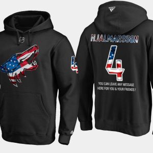 Gorgeous Coyotes #4 Niklas Hjalmarsson NHL Banner Wave Usa Flag Black Hoodie