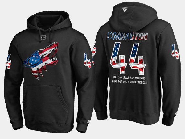 Splendid Coyotes #44 Kevin Connauton NHL Banner Wave Usa Flag Black Hoodie