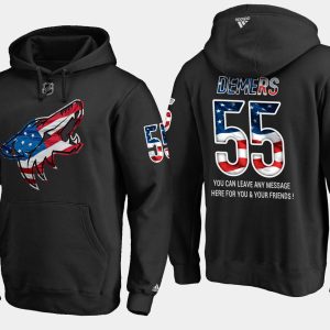 Outstanding Coyotes #55 Jason Demers NHL Banner Wave Usa Flag Black Hoodie