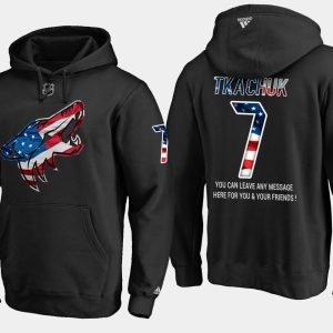Splendid Coyotes #7 Keith Tkachuk NHL Banner Wave Usa Flag Black Hoodie