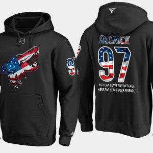 Stunning Coyotes #97 Jeremy Roenick NHL Banner Wave Usa Flag Black Hoodie