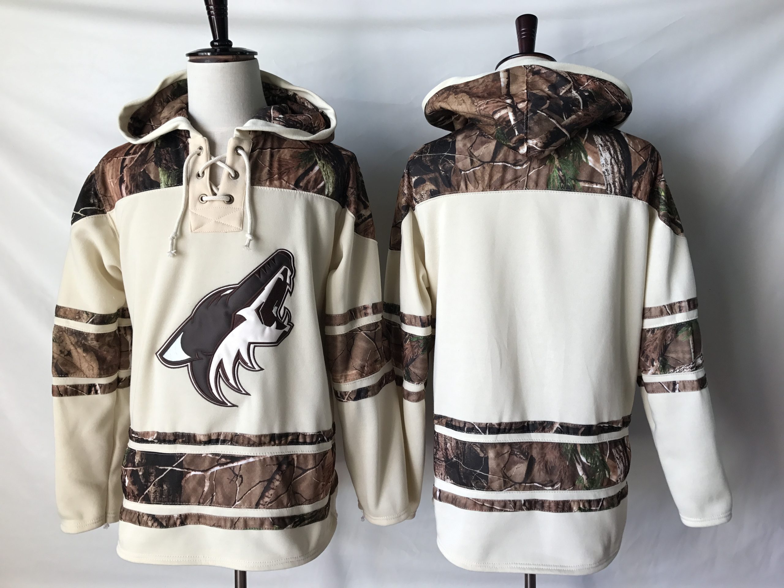 Superior Coyotes Blank Cream Camo NHL Hoodie