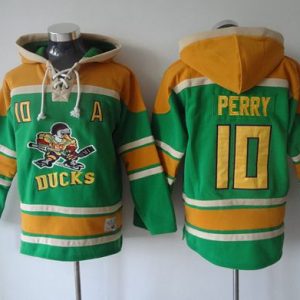 Splendid Ducks #10 Corey Perry Green Sawyer Hooded Sweatshirt Stitched NHL Jersey