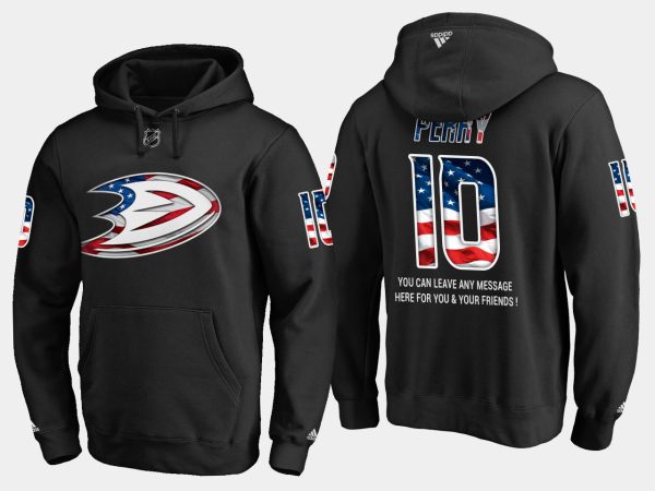 Stunning Ducks #10 Corey Perry NHL Banner Wave Usa Flag Black Hoodie