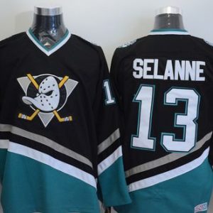 Exquisite Ducks #13 Teemu Selanne Black CCM Throwback Stitched NHL Jersey