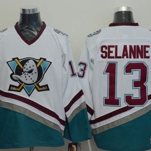 Outstanding Ducks #13 Teemu Selanne White CCM Throwback Stitched NHL Jersey