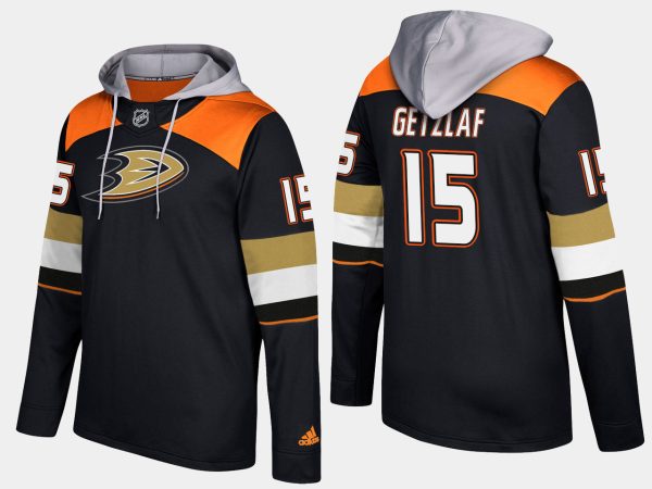 Stunning Ducks #15 Ryan Getzlaf Black Name And Number Hoodie