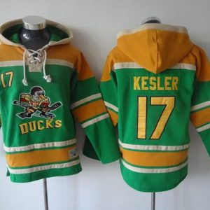 Gorgeous Ducks #17 Ryan Kesler Green Sawyer Hooded Sweatshirt Stitched NHL Jersey