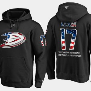 Splendid Ducks #17 Ryan Kesler NHL Banner Wave Usa Flag Black Hoodie