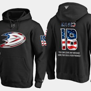 Gorgeous Ducks #18 Patrick Eaves NHL Banner Wave Usa Flag Black Hoodie