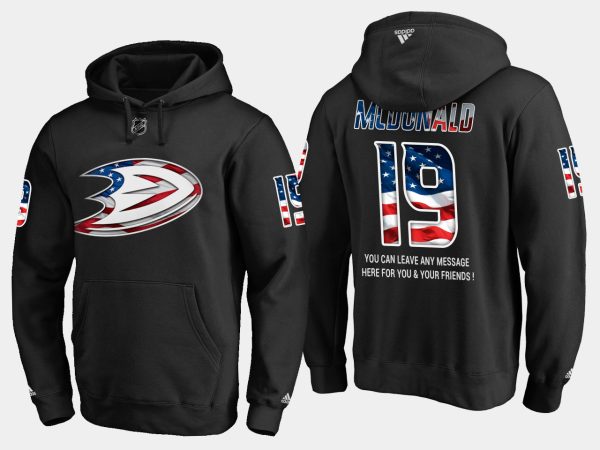 Superior Ducks #19 Andy Mcdonald NHL Banner Wave Usa Flag Black Hoodie