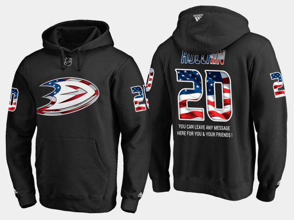 Magnificent Ducks #20 Steve Rucchin NHL Banner Wave Usa Flag Black Hoodie