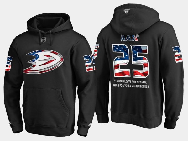 Premium Ducks #25 Ondrej Kase NHL Banner Wave Usa Flag Black Hoodie