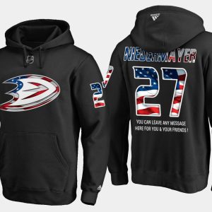 Premium Ducks #27 Scott Niedermayer NHL Banner Wave Usa Flag Black Hoodie