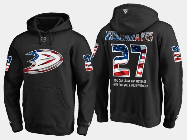 Premium Ducks #27 Scott Niedermayer NHL Banner Wave Usa Flag Black Hoodie