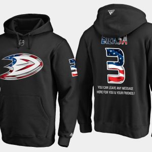 Outstanding Ducks #3 Kevin Bieksa NHL Banner Wave Usa Flag Black Hoodie