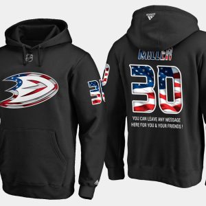 Gorgeous Ducks #30 Ryan Miller NHL Banner Wave Usa Flag Black Hoodie