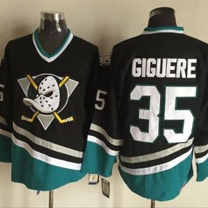 Exquisite Ducks #35 Jean Sebastien Giguere Purple/Turquoise CCM Throwback Stitched NHL Jersey