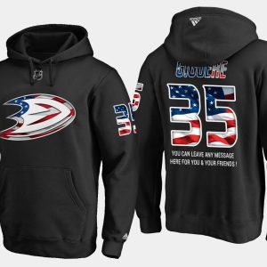 Gorgeous Ducks #35 Jean Sebastien NHL Banner Wave Usa Flag Black Hoodie
