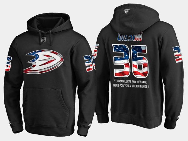 First - rate Ducks #36 John Gibson NHL Banner Wave Usa Flag Black Hoodie