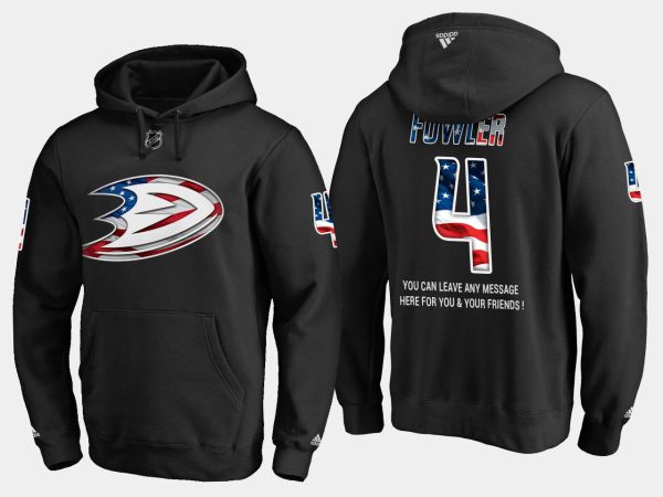 Superior Ducks #4 Cam Fowler NHL Banner Wave Usa Flag Black Hoodie