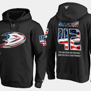 Premium Ducks #42 Josh Manson NHL Banner Wave Usa Flag Black Hoodie