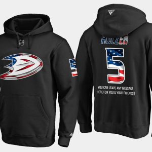 First - rate Ducks #5 Korbinian Holzer NHL Banner Wave Usa Flag Black Hoodie