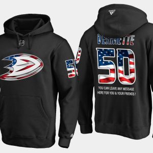 Stunning Ducks #50 Antoine Vermette NHL Banner Wave Usa Flag Black Hoodie