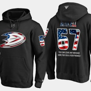 Premium Ducks #67 Rickard Rakell NHL Banner Wave Usa Flag Black Hoodie