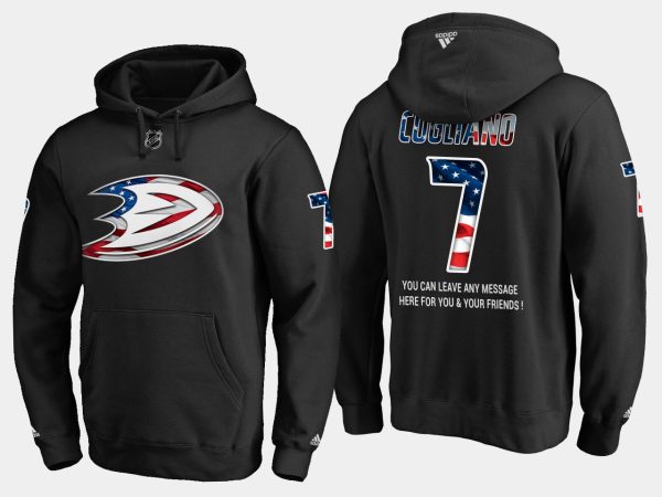Stunning Ducks #7 Andrew Cogliano NHL Banner Wave Usa Flag Black Hoodie