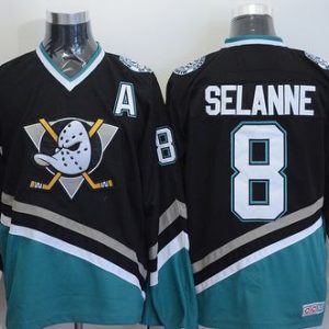 Splendid Ducks #8 Teemu Selanne Black CCM Throwback Stitched NHL Jersey