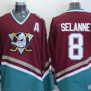 Exquisite Ducks #8 Teemu Selanne Red CCM Throwback Stitched NHL Jersey
