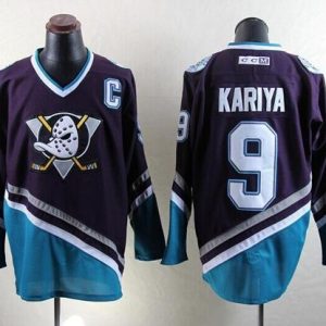 Outstanding Ducks #9 Paul Kariya Purple/Turquoise CCM Throwback Stitched NHL Jersey