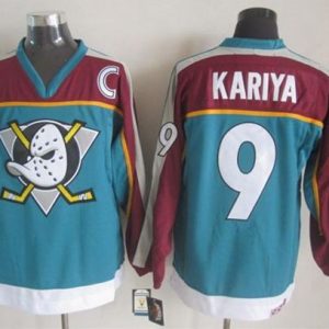 Stunning Ducks #9 Paul Kariya Red/Turquoise CCM Throwback Stitched NHL Jersey