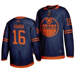 Stunning Edmonton Oilers #16 Jujhar Khaira Blue 2019 20 Third Alternate Jersey
