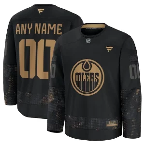 Exquisite Edmonton Oilers 2024 Military Appreciation Personalized Long Sleeve Practice Jersey   Black