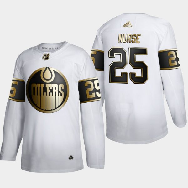 Premium Edmonton Oilers #25 Darnell Nurse Men's Adidas White Golden Edition Limited Stitched NHL Jersey