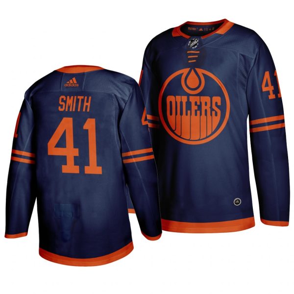Stunning Edmonton Oilers #41 Mike Smith Blue 2019 20 Third Alternate Jersey