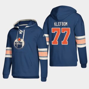 Superior Edmonton Oilers #77 Oscar Klefbom Royal adidas Lace Up Pullover Hoodie