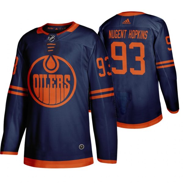 Magnificent Edmonton Oilers #93 Ryan Nugent Hopkins Blue 2019 20 Third Alternate Jersey
