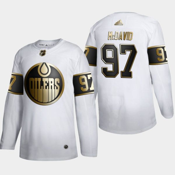 Gorgeous Edmonton Oilers #97 Connor McDavid Men's Adidas White Golden Edition Limited Stitched NHL Jersey