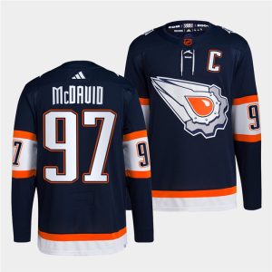 Superior Edmonton Oilers #97 Connor McDavid Men's adidas Reverse Retro 2.0 Authentic Player Jersey   Navy