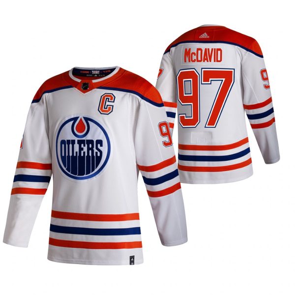 First - rate Edmonton Oilers #97 Connor McDavid White Men's Adidas 2020 21 Reverse Retro Alternate NHL Jersey