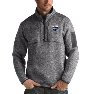 First - rate Edmonton Oilers Antigua Fortune Quarter Zip Pullover Jacket Black