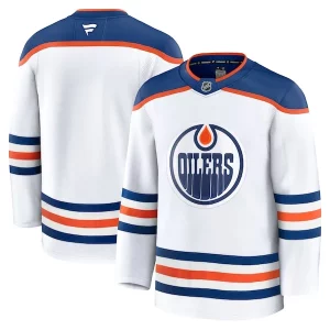 Outstanding Edmonton Oilers Away Premium Jersey   White/Royal