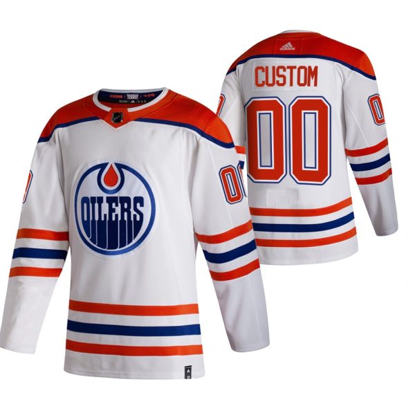 Premium Edmonton Oilers Custom White Men's Adidas 2020 21 Reverse Retro Alternate NHL Jersey
