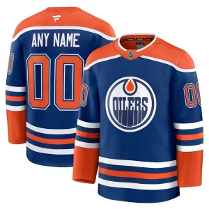 Gorgeous Edmonton Oilers Home Premium Custom Jersey   Royal/White